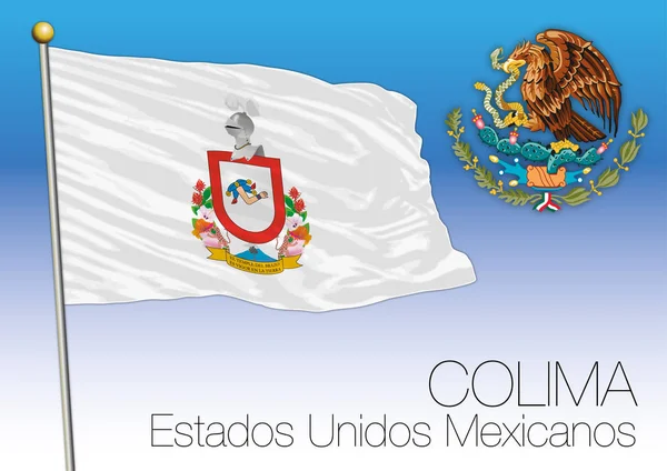 墨西哥合众国，墨西哥科利马区旗 — 图库矢量图片