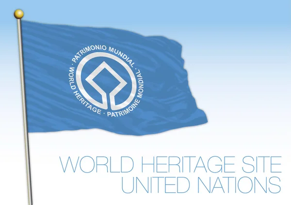 World Heritage Site zászló, Unesco, az Egyesült Nemzetek Szervezete — Stock Vector