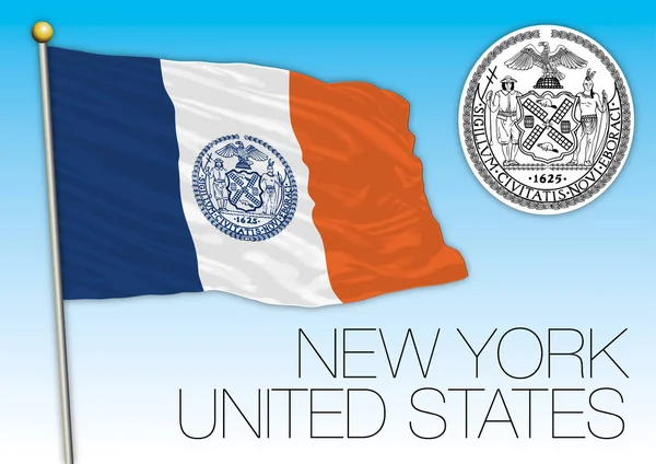 New York city flagga och sigill, USA — Stock vektor