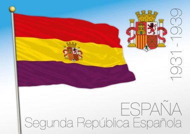 İkinci İspanyol Cumhuriyeti tarihi bayrağı ve arması, İspanya, 1931-1939