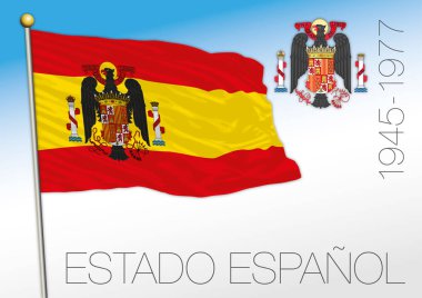 Estado Espanol historical flag and coat of arms, Spain, 1945-1977 clipart