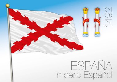Spanish Empire historical flag, 1492, Spain clipart
