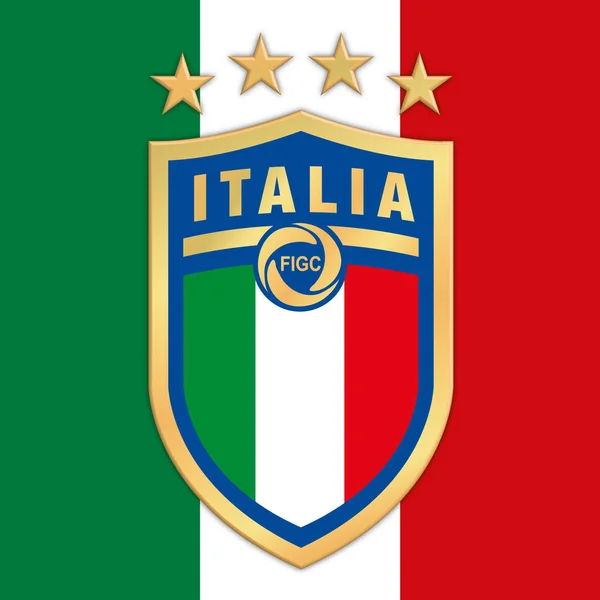 Nouveau logo Fédération italienne de football FIGC sur le drapeau italien — Image vectorielle