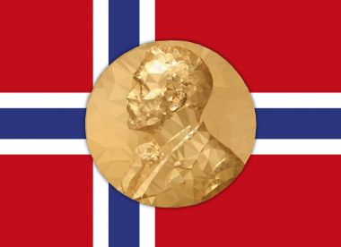 Norveççe bayrak, çokgenler için grafik hazırlama ile altın madalya Nobel Ödülü