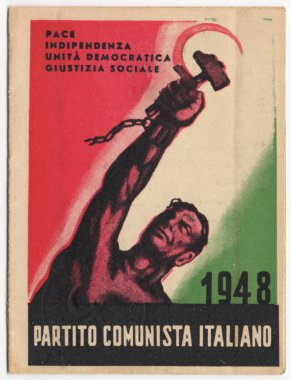 İtalyan Komünist Partisi kartı, PCI, vintage 1948, tarihi belge