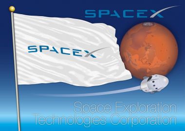 Spacex bayrak ve illüstrasyon, vektör dosyası