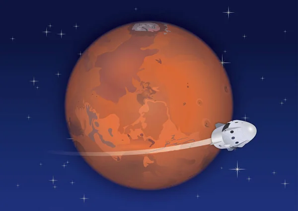 Planet Mars and space capsule — Stock Vector