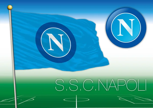 Drapeau et sceau du club de football Napoli SSC — Image vectorielle