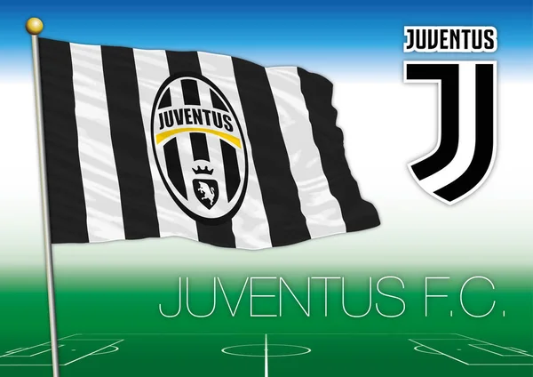 A Juventus Fc zászló és pecsét — Stock Vector
