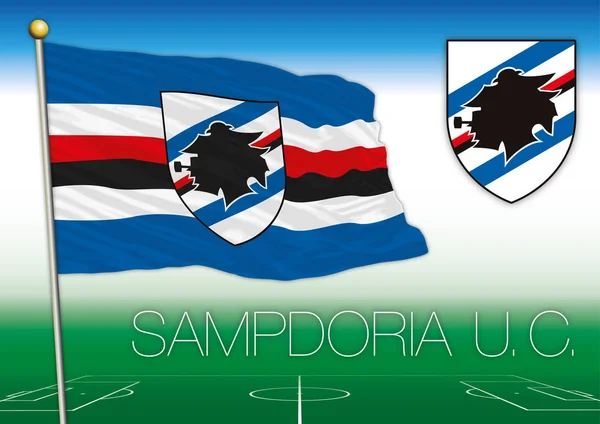 Sampdoria UC Bandeira e selo, Itália —  Vetores de Stock