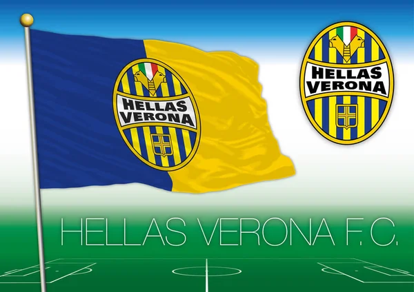 Hellas Verona Fc vlajku a znak, Itálie — Stockový vektor