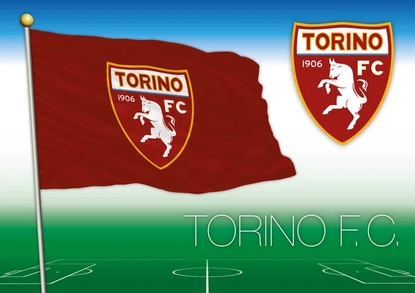 Torino Fc vlajku a logo, Itálie — Stockový vektor