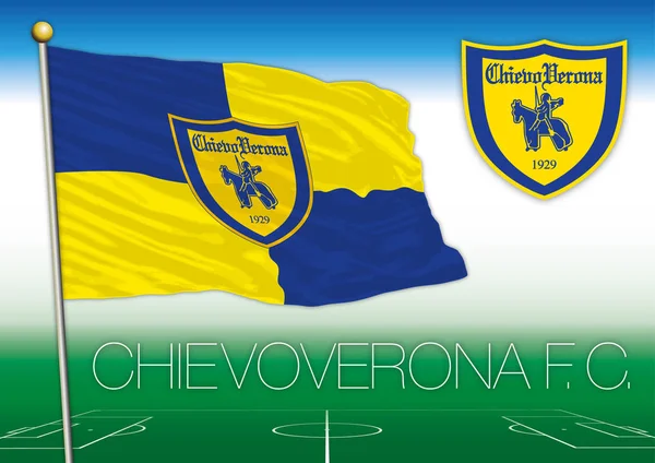 ChievoVerona Verona Fc vlajky a pečeť, Itálie — Stockový vektor