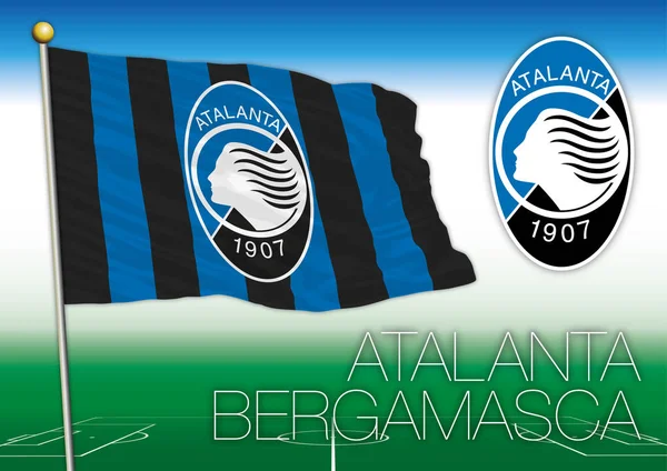 Atalanta Bergamasca bandeira e logotipo, Itália —  Vetores de Stock