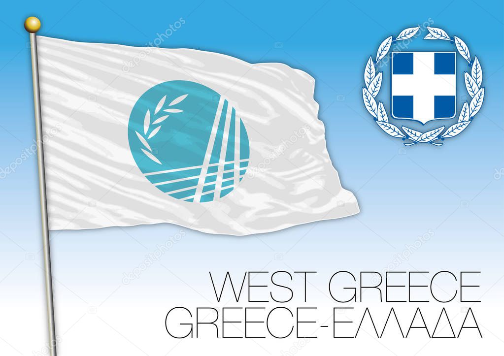West Greece regional flag, Greece, vector illustration
