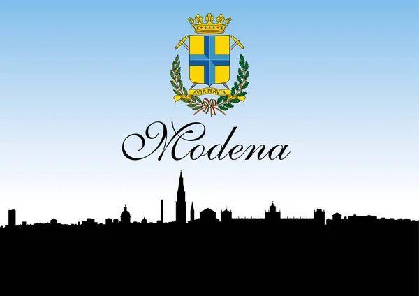 Modena city, Italy, skyline silhouette and coat of arms