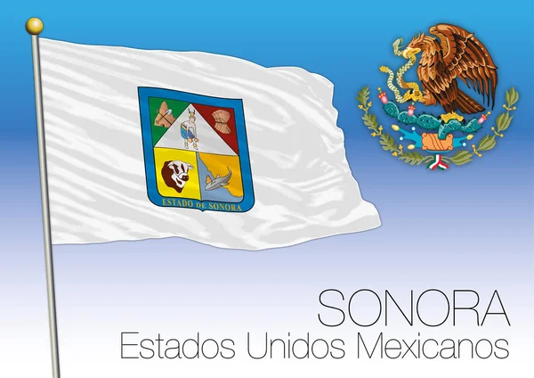 Drapeau régional Sonora, États-Unis mexicains, Mexique — Image vectorielle
