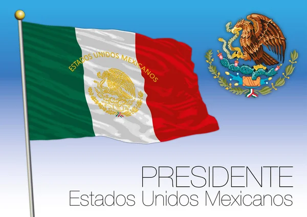 Mexiko Presidentens Flagga Och Statsvapen Estados Unidos Mexicanos — Stock vektor