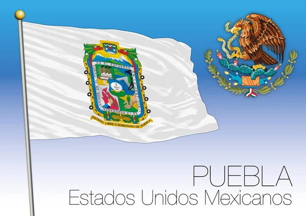 Bandera Puebla Estados Unidos Mexicanos México — Archivo Imágenes Vectoriales