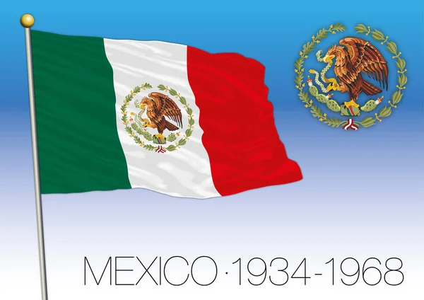 Meksyk Historyczna Flaga 1934 1968 Meksykańskie Stany Zjednoczone — Wektor stockowy