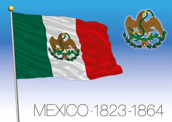 Mexiko Historiska Flagga 1823 1864 Mexikos Förenta Stater — Stock vektor