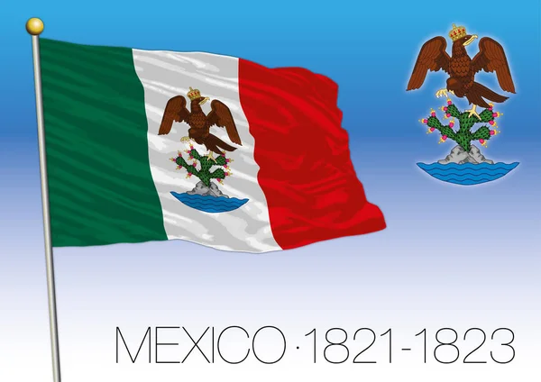 Mexiko Historische Flagge 1821 18230 Vereinigte Mexikanische Staaten — Stockvektor