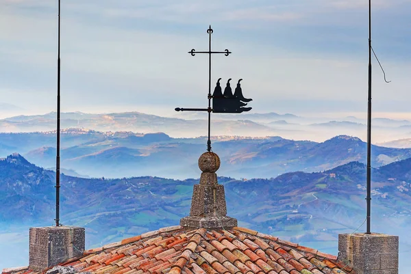 Republiek San Marino Panoramische Landschap Vanaf Toren Guaita Monument Van — Stockfoto