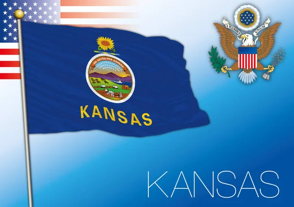 Kansas Drapeau État Fédéral États Unis — Image vectorielle