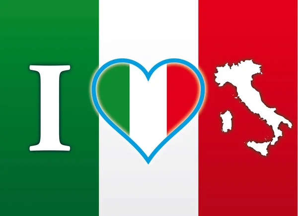 Love Italy Serce Flaga Mapę Symbole Miejsce Turystyczne — Wektor stockowy