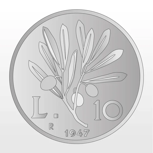 Liras 1947 Moneda Lira Italiana Vintage — Vector de stock