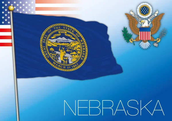 Nebraska Bandiera Dello Stato Federale Stati Uniti — Vettoriale Stock