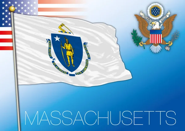 Massachusetts Bundesstaatliche Flagge Vereinigte Staaten — Stockvektor