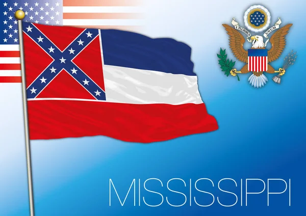 Mississippi Bandiera Stato Federale Stati Uniti — Vettoriale Stock