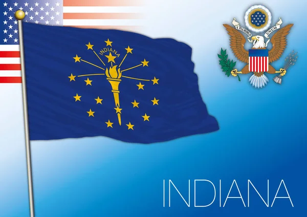 Indiana Bandiera Dello Stato Federale Stati Uniti — Vettoriale Stock