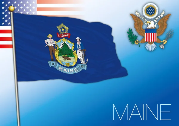 Maine Federala Statliga Flagga Förenta Staterna — Stock vektor