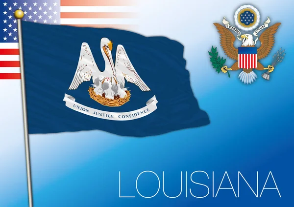 Louisiana Bundesstaatlicher Flagge Vereinigte Staaten — Stockvektor
