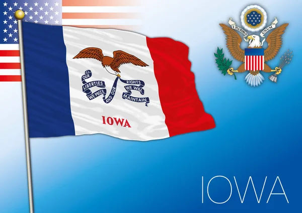 Iowa Bandiera Dello Stato Federale Stati Uniti — Vettoriale Stock