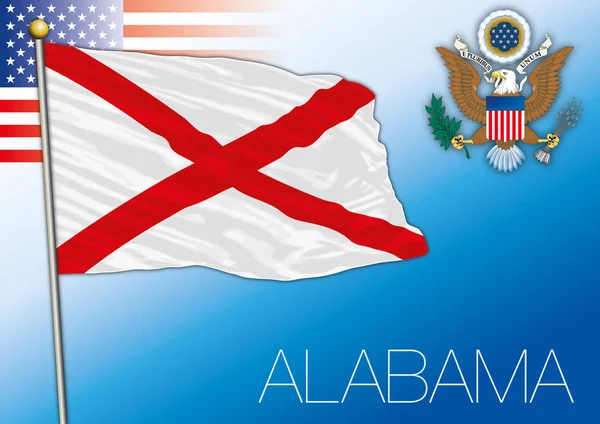 Alabama Federalnego Państwa Bandery Stany Zjednoczone — Wektor stockowy