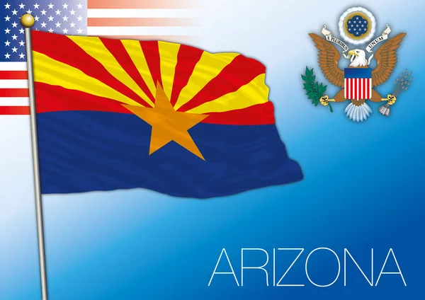 Arizona Bundesstaatlicher Flagge Vereinigte Staaten — Stockvektor