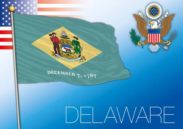 Delaware Bandeira Estado Federal Estados Unidos —  Vetores de Stock