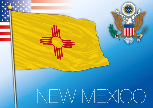 Nowy Meksyk Flaga Państwa Federalnego Stany Zjednoczone — Wektor stockowy