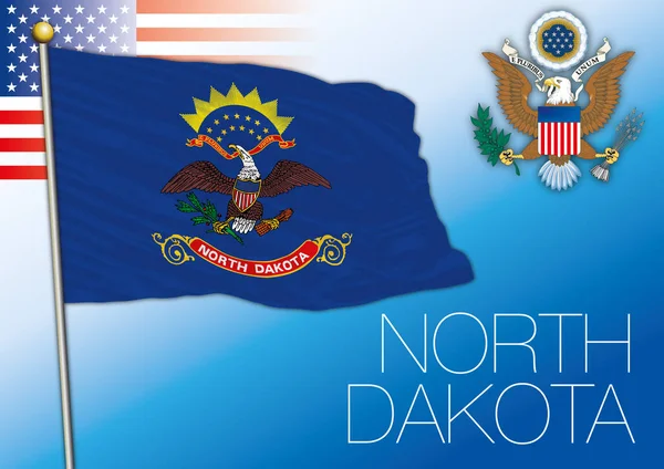 Dakota Norte Bandeira Estado Federal Estados Unidos — Vetor de Stock