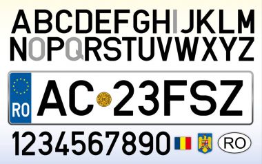Romanya araba plaka, harfler, sayılar ve simgeler