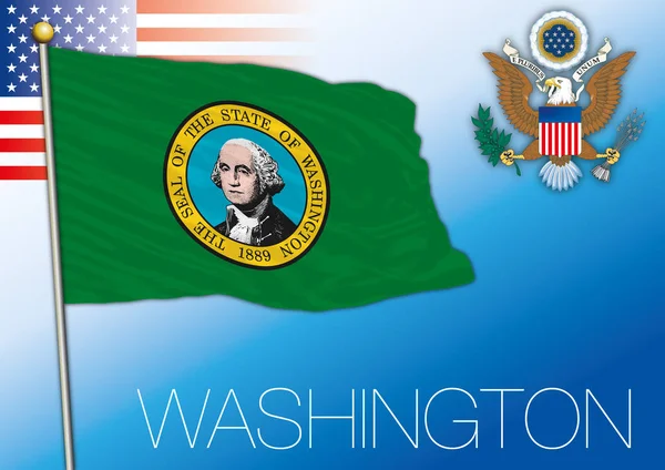 Washington Bandeira Estado Federal Estados Unidos — Vetor de Stock