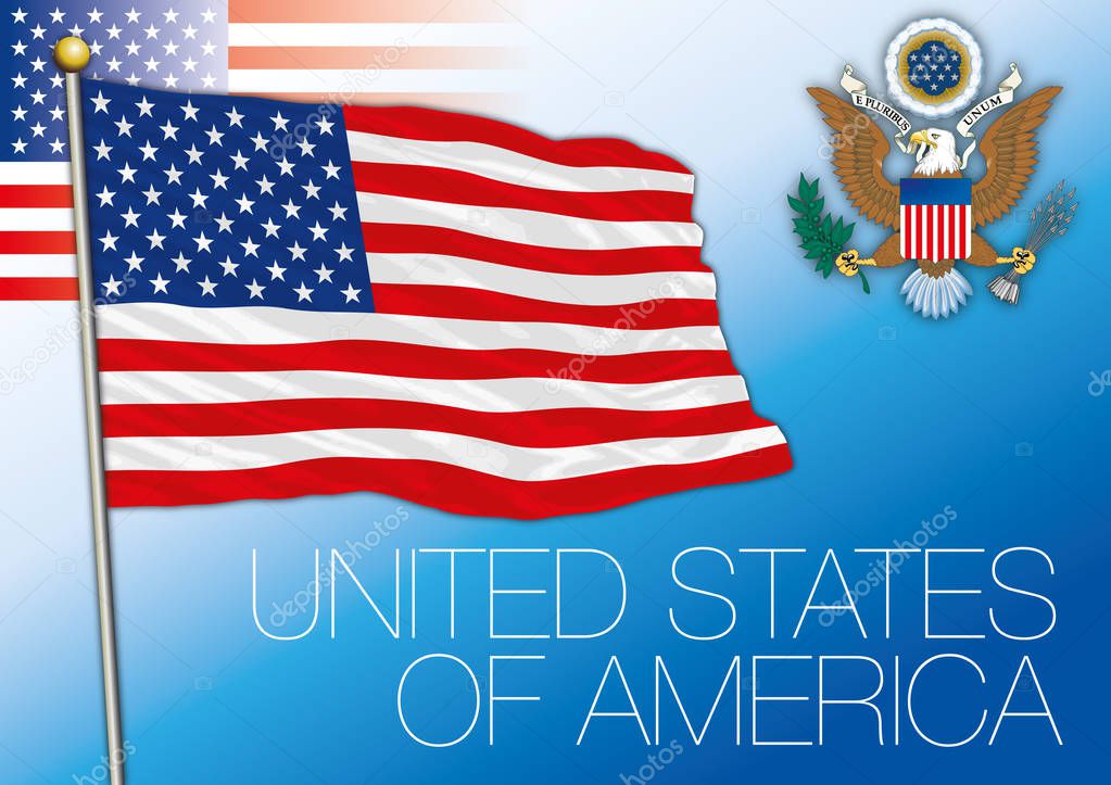 United States of America seal and flag, United States