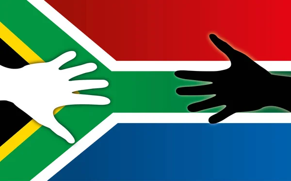 South Africa Flag Peace Handshake Coloured White Peoples — Stock Vector