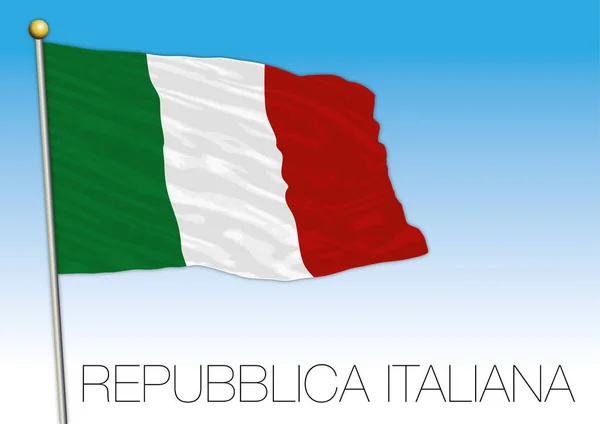 Республіка Італія Офіційний Прапор Махаючи Блакитному Небі Європейський Союз Векторні — стоковий вектор