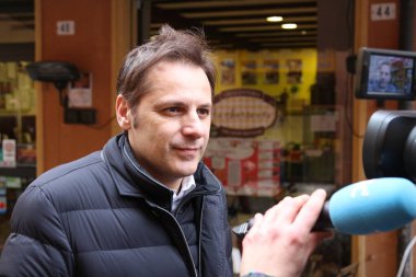 Modena, İtalya, 20 Şubat 2108 - Armando Siri, sabit vergi Lega Nord'ın politik ekonomi Müdürü