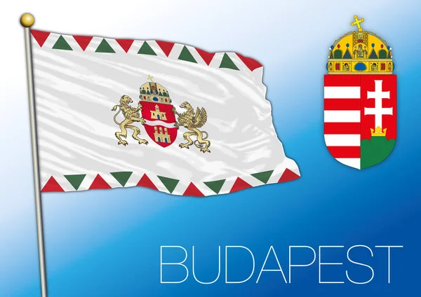 Drapelul Budapestei Regiunea Administrativă Ungaria — Vector de stoc