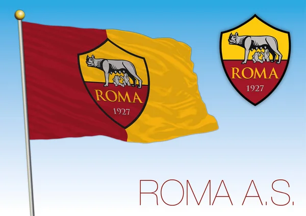 Roma Footbal Club Flag Crest Championship 2018 — Stock Vector